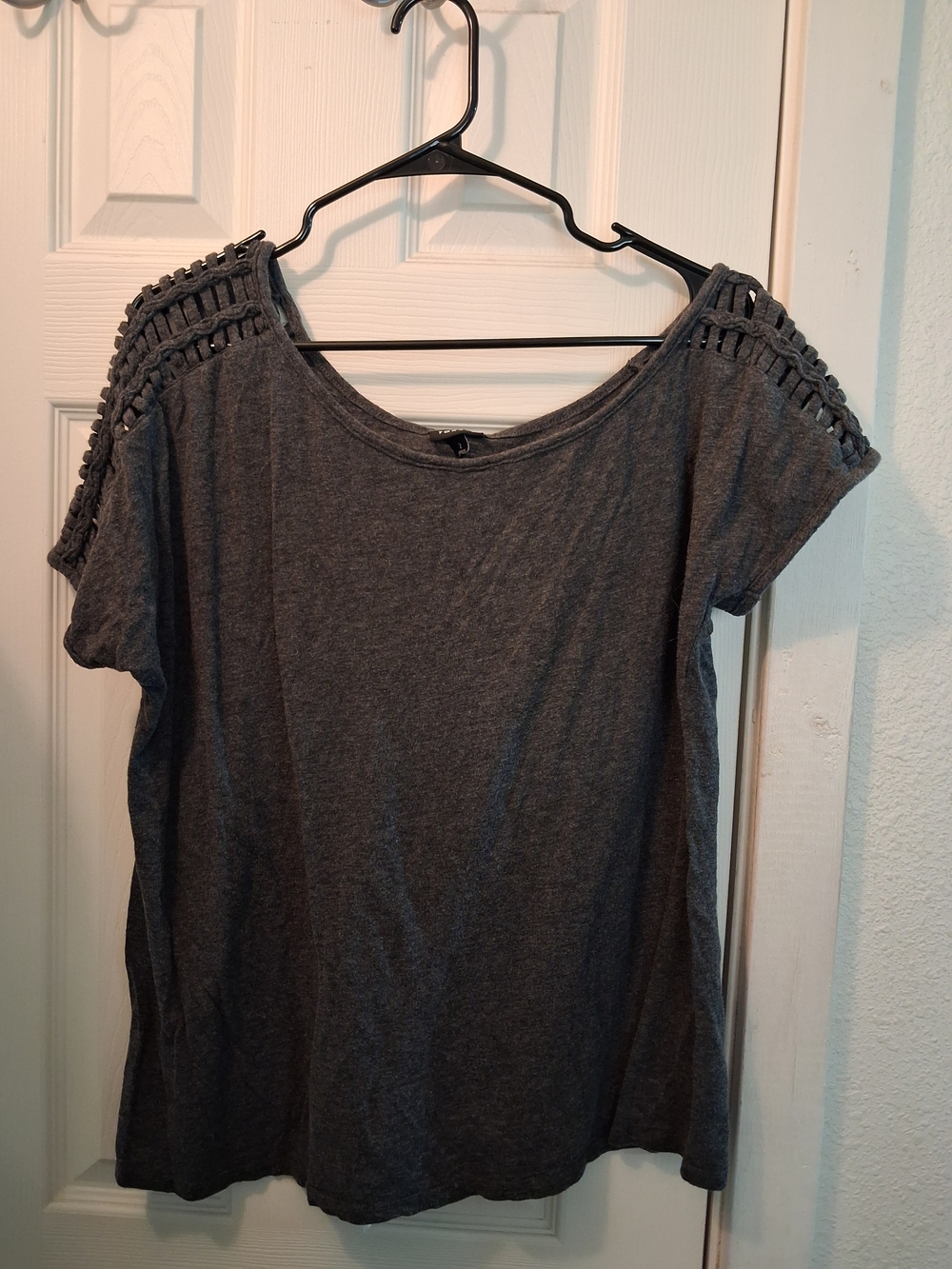 torrid Charcoal Crochet-Trim Short Sleeve Tee